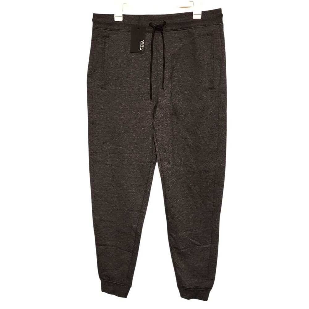 CSG Troupe Fleece Jogger Pants Pockets Elastic Waist Marled Black Mens Size XL